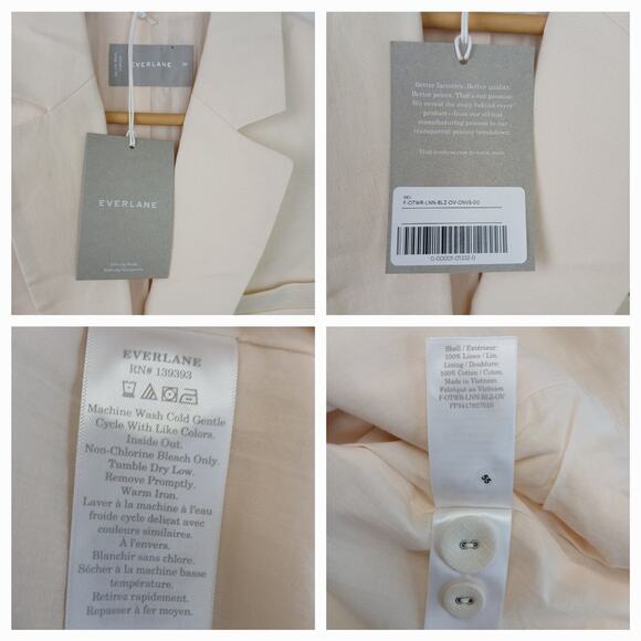 Everlane SZ 00 The Oversized Blazer in Linen Bone $178 NWT - Picture 6 of 6